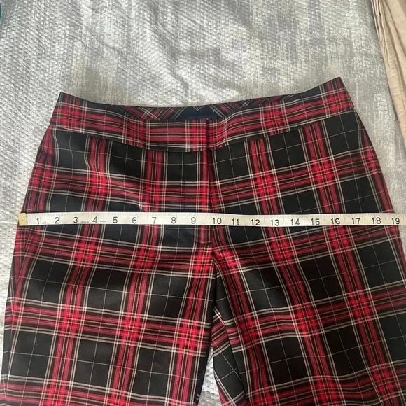 TOMMY HILFIGER PLAID PANTS ASHBY ANKLE CROPPED  RED  AND BLACK - Picture 11 of 12